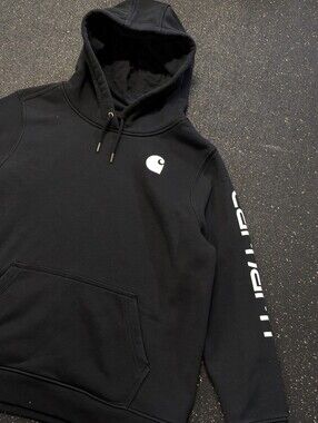 Carhartt Womens Clarksburg Hoodie XXL Black Relaxed Fit Logo Sleeve
